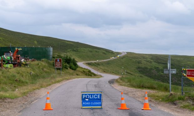 The A939 was closed for several hours.