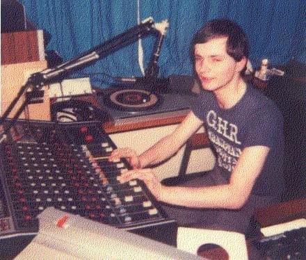 Gordon Bathgate in the studio at Grampian Hospital Radio.
