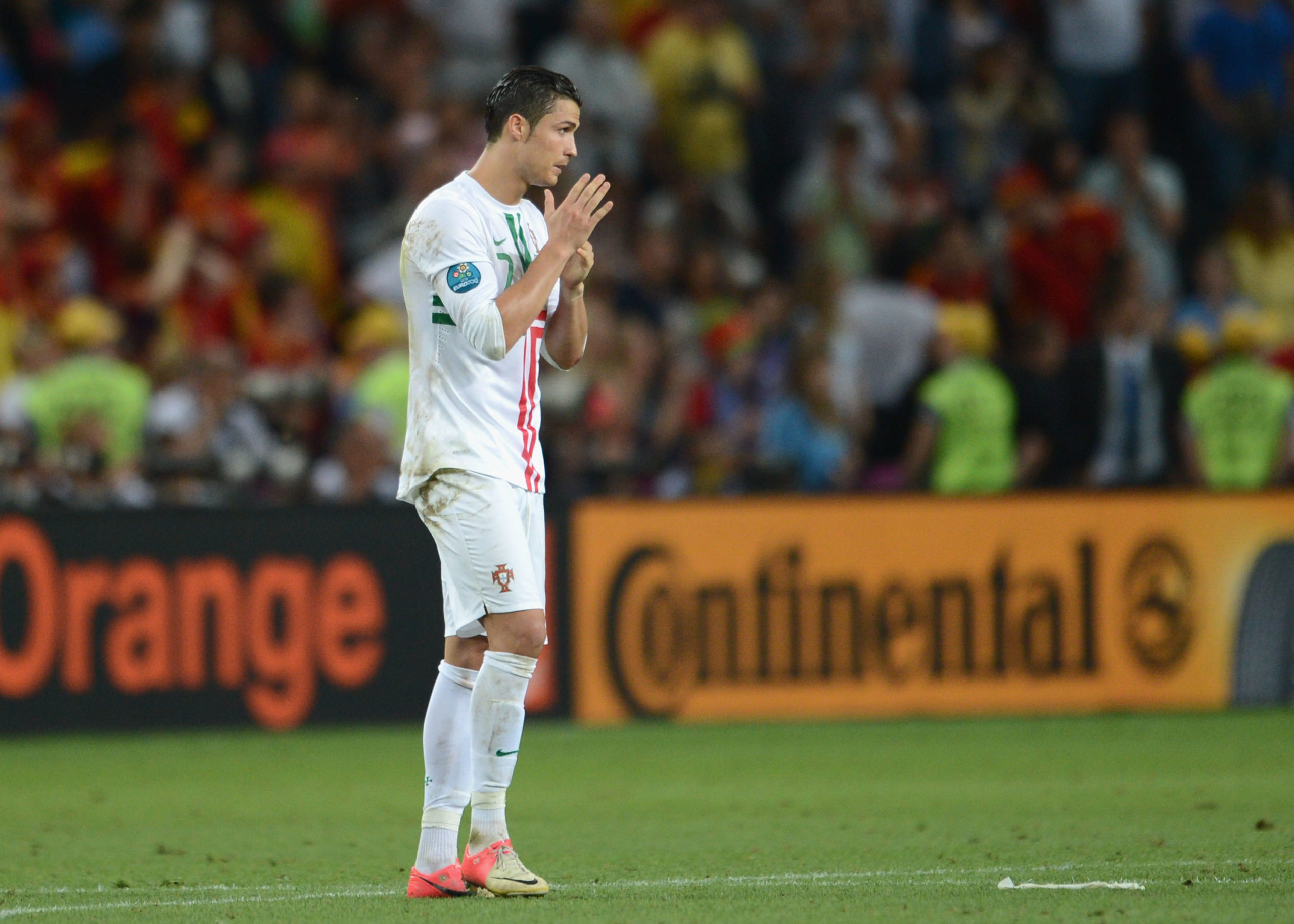 Cristiano Ronaldo looks on during the penalty shoot out