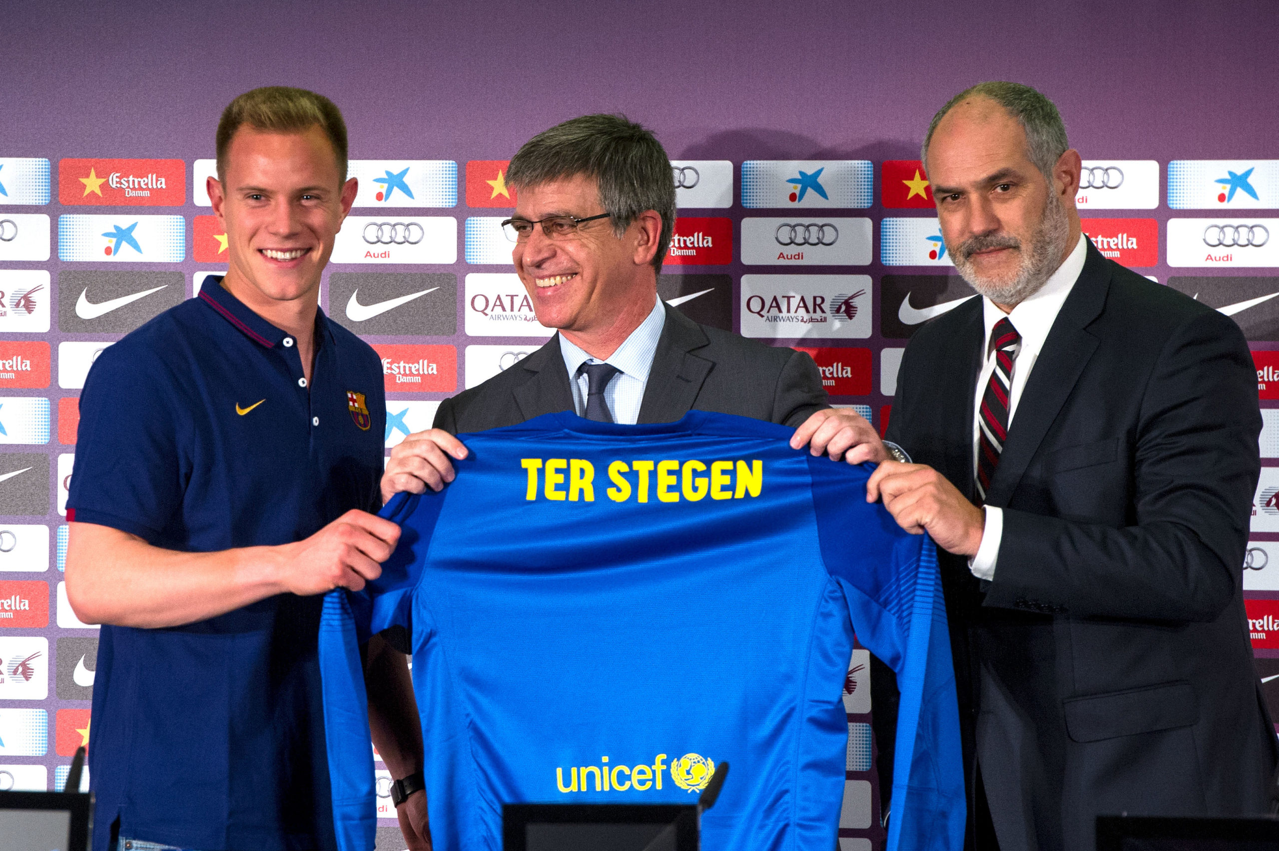 Marc-Andre Ter Stegen Is Unveiled At Camp Nou As New Barcelona Signing