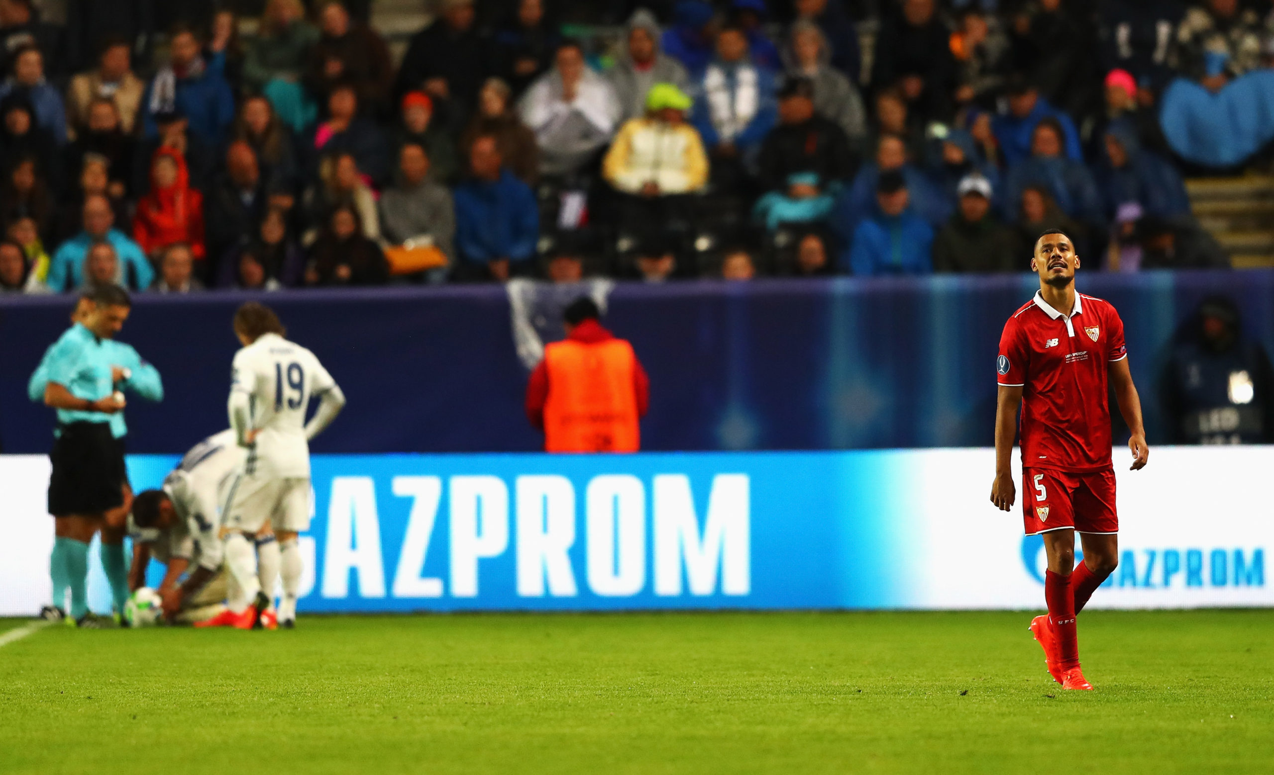 Kolo leaves the field after being sent off during the UEFA Super Cup match between Real Madrid and Sevilla