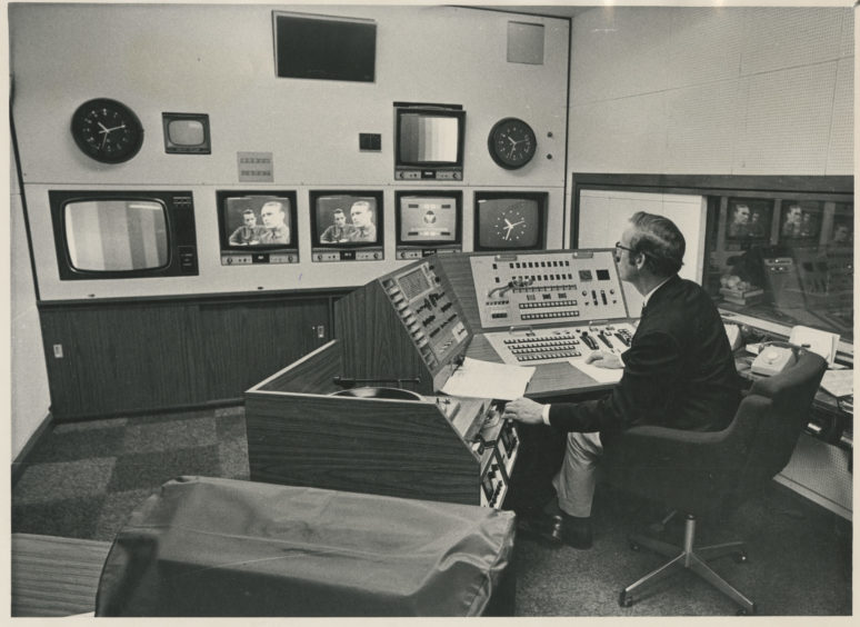 1971: Cyril bailey is master of the control desk at Grampian TV, Aberdeen