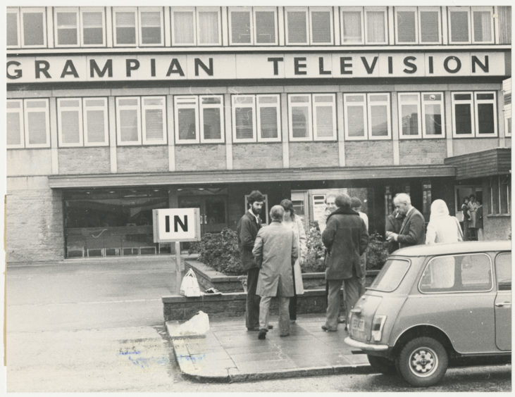 1971: Assistant film editors “making up” a day’s programme at Grampian Television’ Aberdeen headquarters.
