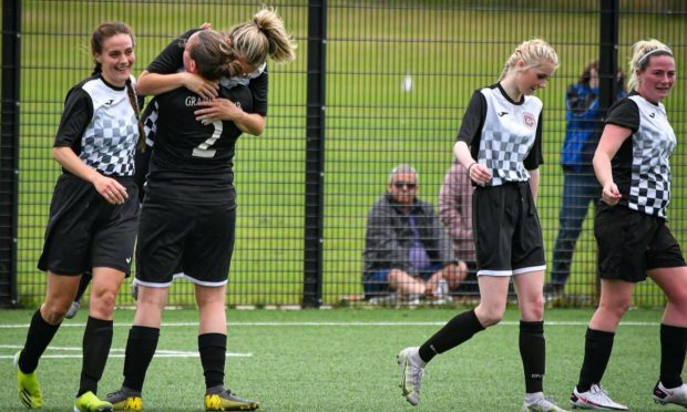 Grampian Ladies celebrate a goal.