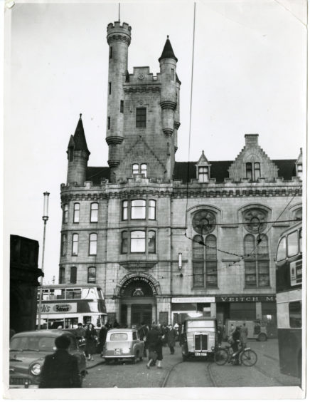 1957: The streets are busy in front of the The Salvation Army Citadel in Castle Street, Aberdeen.