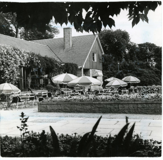 1977: A quiet moment at Hazlehead's ever-popular restaurant in it's wonderful setting of trees and bright flowers.