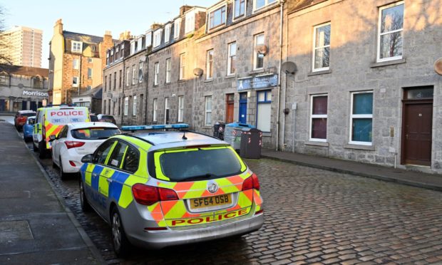 Police at the scene of the incident on Jasmine Terrace.