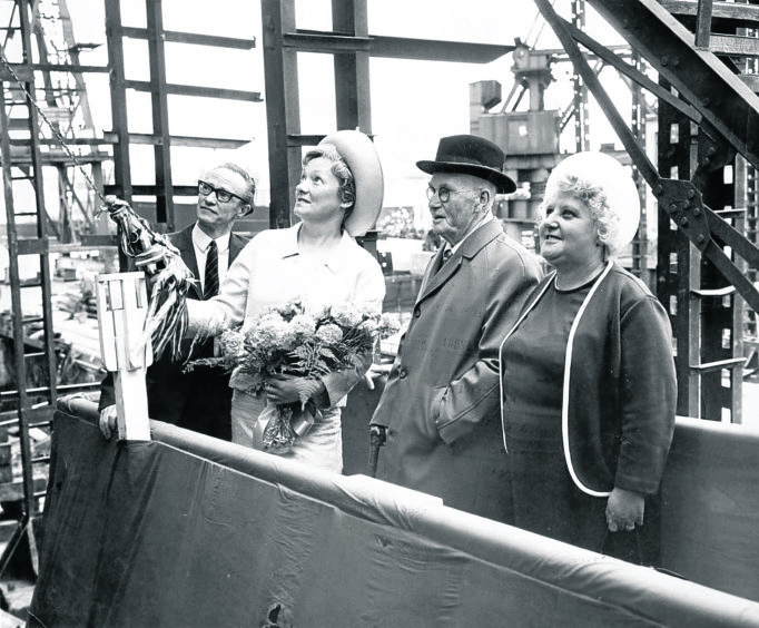 1968: Marine research vessel Clupea is named by Janey Buchan, wife of Norman Buchan MP, who watches its launch.