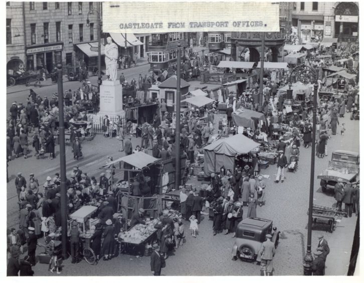 Castlegate Market, as viewed from the Transport Officers, 1938