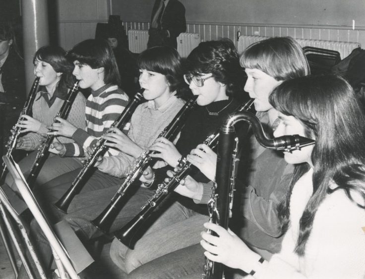 1981: he trumpet section of the Junior Concert Band and the clarinet section of the senior band put in some valuable practice at Aberdeen's Music Centre.