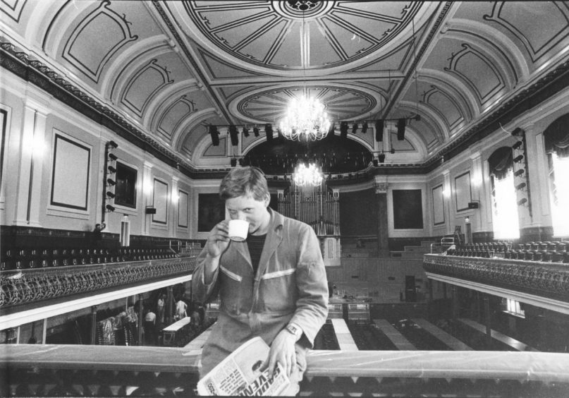 1986: Doric Construction joiner Richard Murdo (21) of Malcolm Road, Culter, takes a well-earned tea break in the plush surroundings of the refurbished Music Hall.