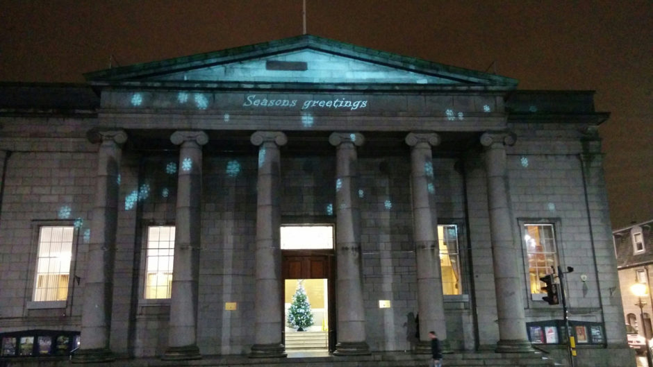 2014: The Music Hall was lit up with a Season’s Greetings message for Christmas