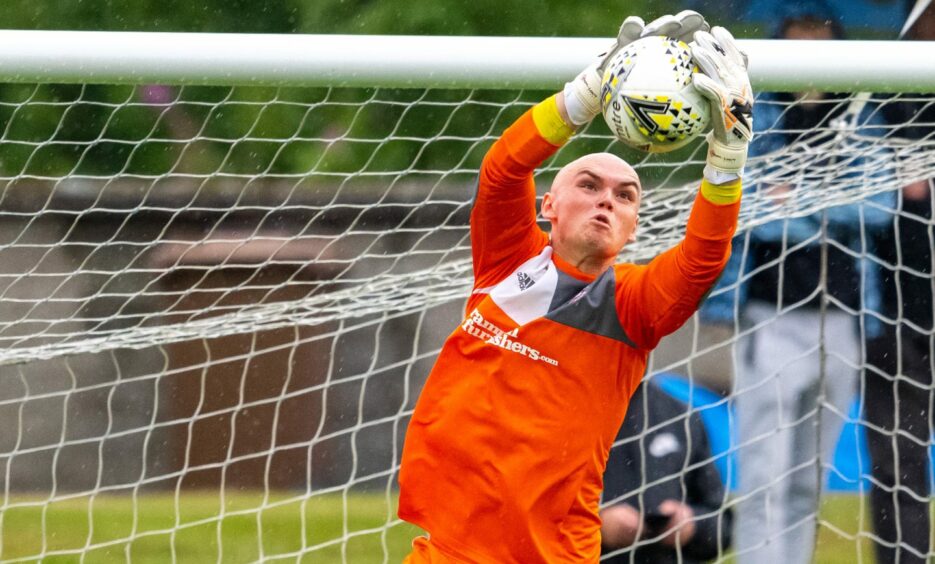 Lossiemouth goalkeeper Logan Ross, on loan from Ross County