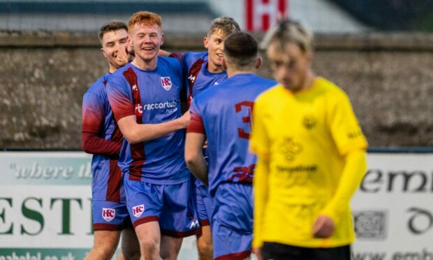 Keith's Mathew Tough celebrates his goal.