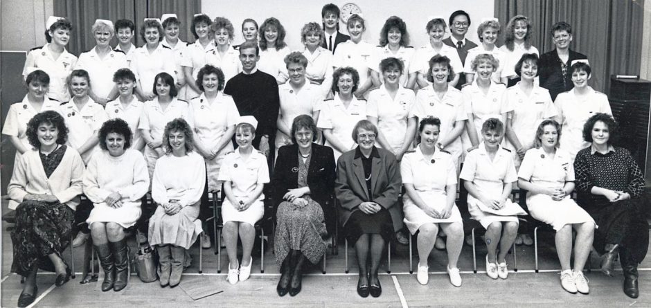 Students who passed their training courses at Foresterhill College pictured with Mrs Maggy Wallace, centre, left, from the Central Council for Nursing and Midwifery, and college director Sandra Ingles