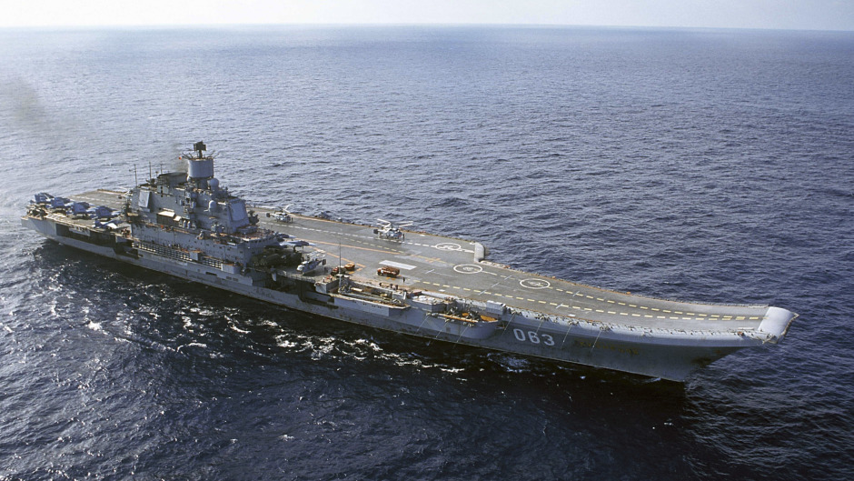 The Russian operation involves aircraft carrier Admiral Kuznetsov, which made a much-publicised trip to Syria last month (AP)