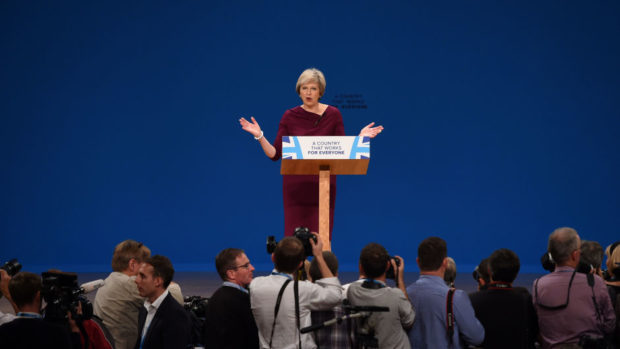 Theresa May makes her address to the Conservative conference