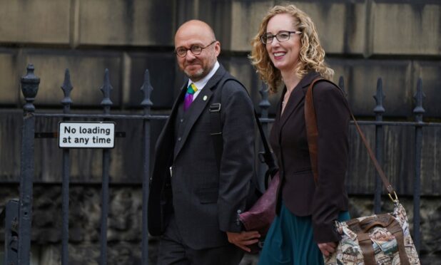 Scottish Green Party co-leaders Patrick Harvie and Lorna Slater arrive at Bute House