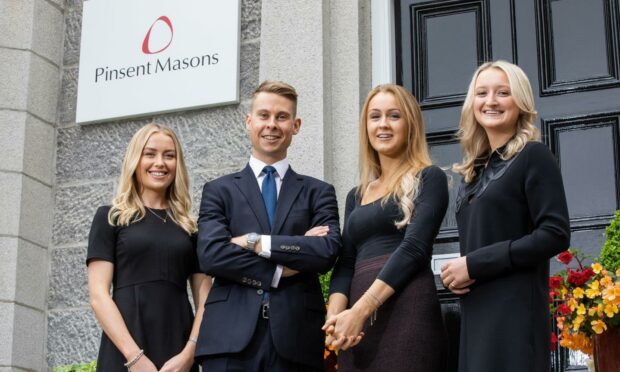 Pinsent Masons' four new lawyers. Pictured from left to right: Natalie McBride, Jack Hamilton, Rachel Trease, Jaimie-Jean Hunter.