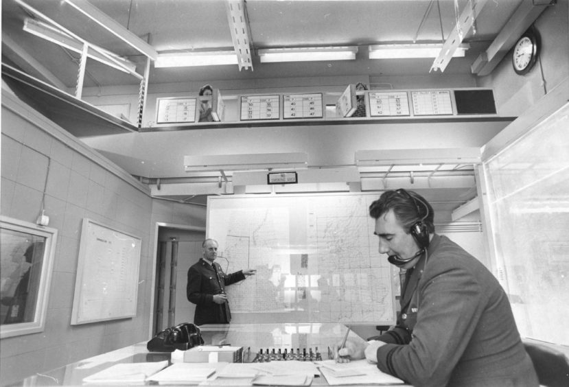 1975 - Plotting work in progress within the Aberdeen area operations centre