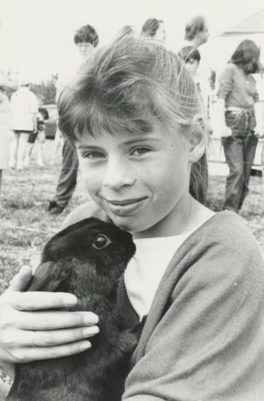 1992 - Sally Munro Westhill Primary pupil 11 year old Sally Munro with her pet rabbit, Hoppy, at Saturday's Westhill Gala.