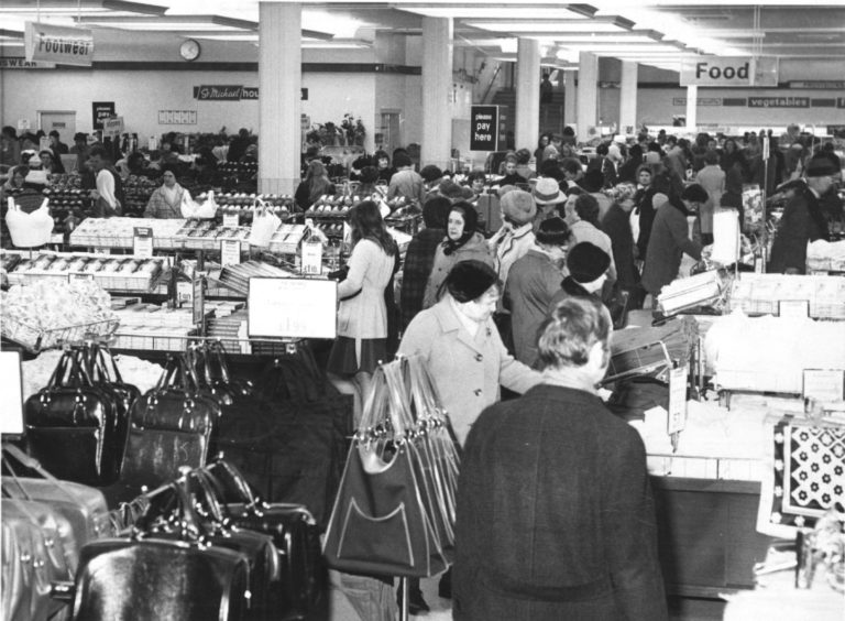 1973: The Christmas Crush at Marks and Spencer's store in Aberdeen today
