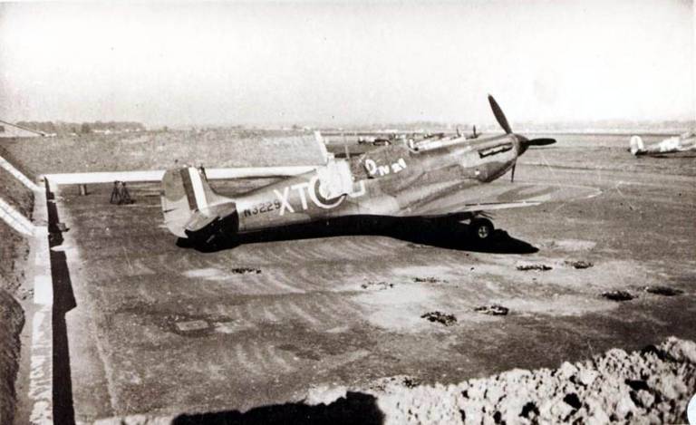 A Spitfire at RAF Montrose during WW2. 