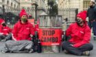 Stop Cambo campaigners protesting (Photo: Suzanne Plunkett/Greenpeace)