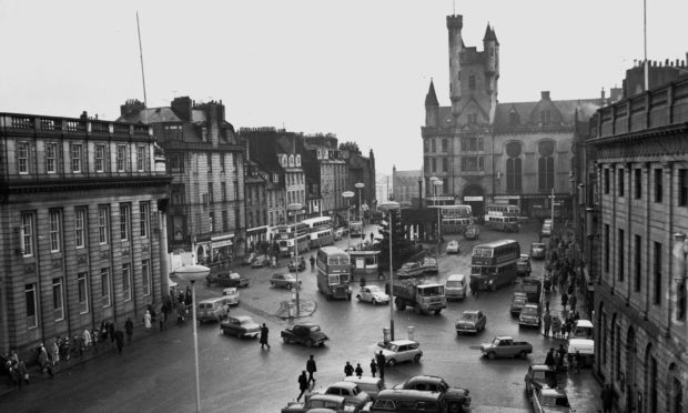 Aberdeen's Castlegate in December 1965 was one of the busiest spots in the city as it was the main bus terminus.