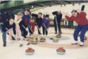 1995: Organiser Dennis Davidson roars on his rink from left, Stephen Birrell, Julie Fletcher, Ian Flett, Gwen Davidson, Jim Preacher, Chris Burns and Drew Leil.
