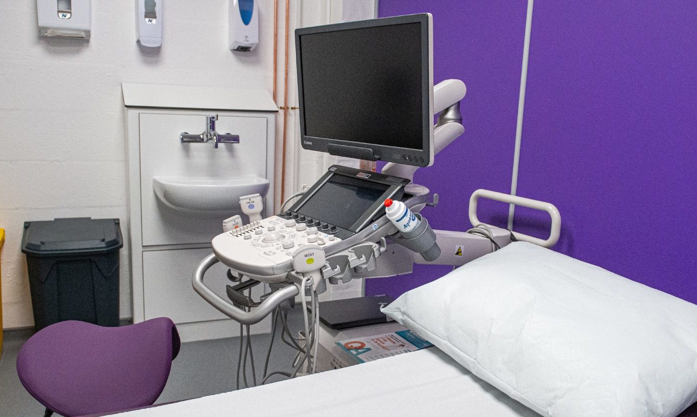 An ultrasound scanning room inside TAC Healthcare, Dyce.