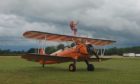 Wyn Barber has completed her wing walk to raise funds for Orchard Brae School.
