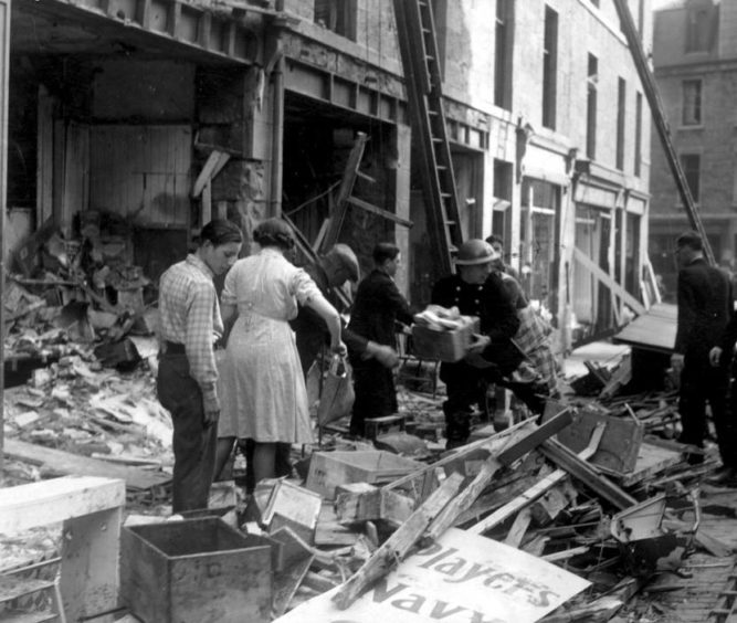 Bomb damage on Menzies Road, Aberdeen.