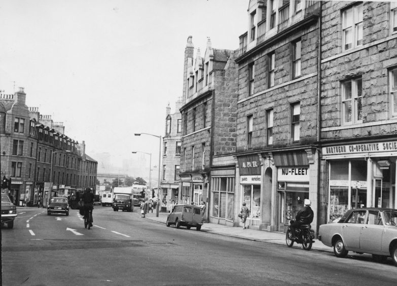 1969:  A busy scene on Torry's main thoroughfare, Victoria Road, in this picture from August 1969