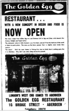 The Golden Egg restaurant brought London's West End to Aberdeen's Bridge Street in the 1960s.