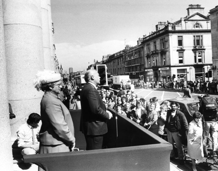 1986: Lord Provost Henry Rae speaks at the opening of the refurbished Music Hall in 1986