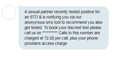 North-east residents received a text message urging them to get tested for an STD