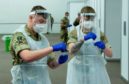 Soldiers helped with testing during the pandemic.