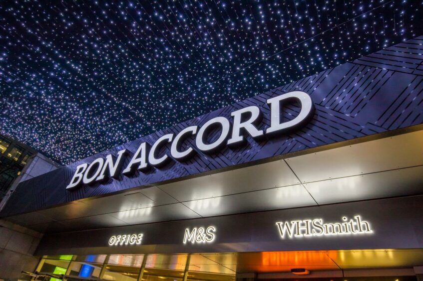 Bon Accord entrance with Christmas lights