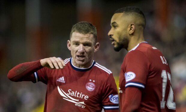 Aberdeen's Jonny Hayes (L) and Funso Ojo are both out of contract at the end of the season.