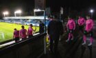 The Inverness players enter the field for the second half of Tuesday's Scottish Cup replay at Cappielow.