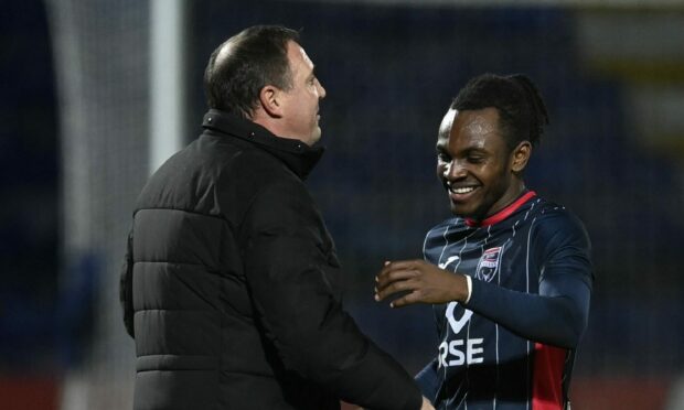 Ross County boss Malky Mackay, left, with Regan Charles-Cook.