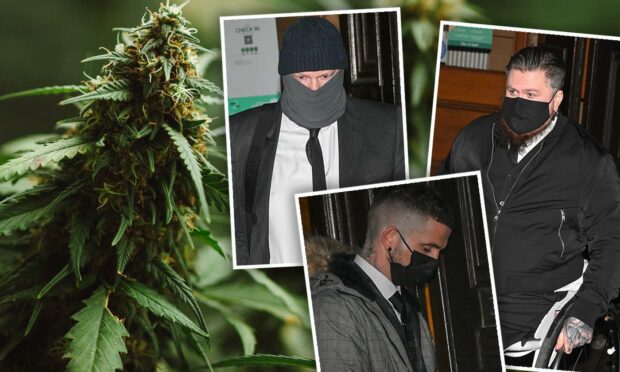 Clockwise from top left: Iain MacRory, Charles Gardiner and Nathan MacDonald grew cannabis in an Aberdeen garage.