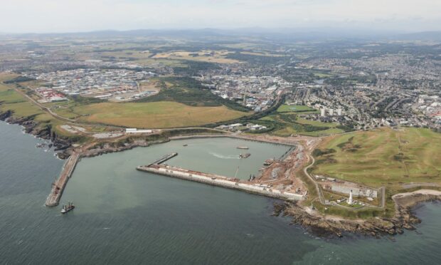 The Aberdeen South Harbour surrounded by areas earmarked for the Energy Transition Zone.