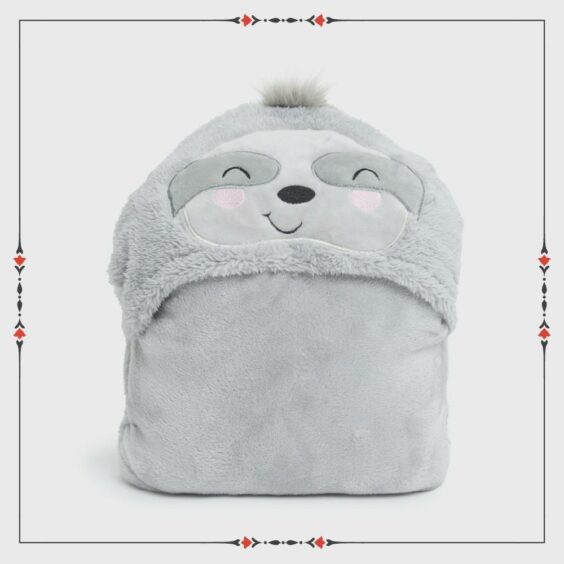 1. Snuggle up under a cute blanket: Grey sloth Fluffy hooded blanket, £19.99 (New Look)