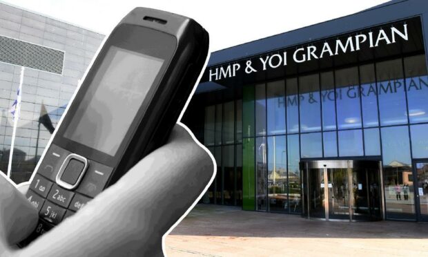 Hundreds of phones have been seized at HMP Grampian in Peterhead.