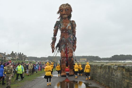 Storm the puppet formed part of Findhorn Bay Arts Source to See Festival. The group is one of three hitting out at councillor Sandy Keith following his comments on arts funding distribution in Moray. Image: Jason Hedges/DC Thomson