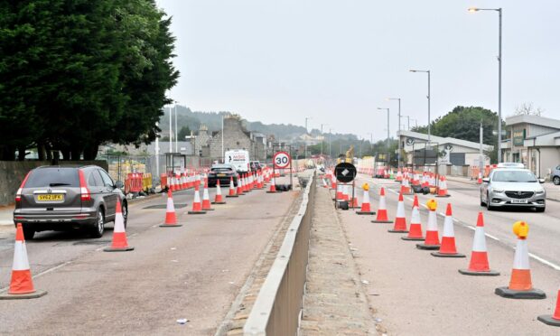 Work is being carried out at the Haudagain roundabout.