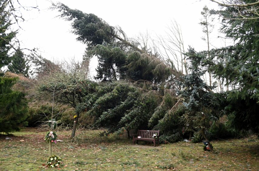Storm damage at Aberdeen Crematorium. Picture by Kami Thomson.