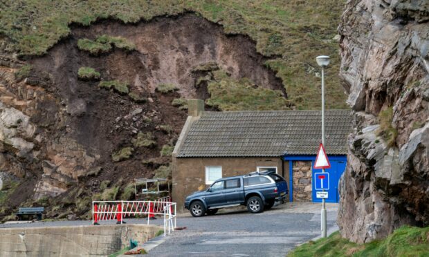 The landslip at Portknockie Harbour. Photo: Jasperimage.